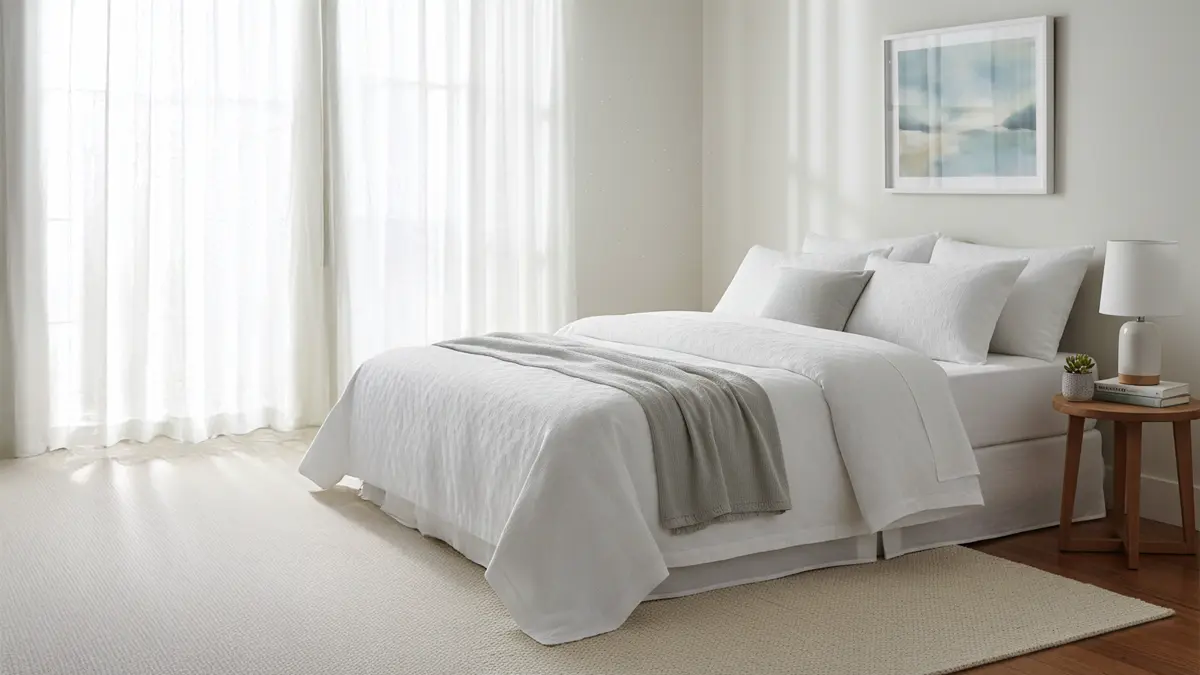 Peaceful bedroom in Garland TX after Ali Maid cleaning, symbolizing stress relief and better sleep.